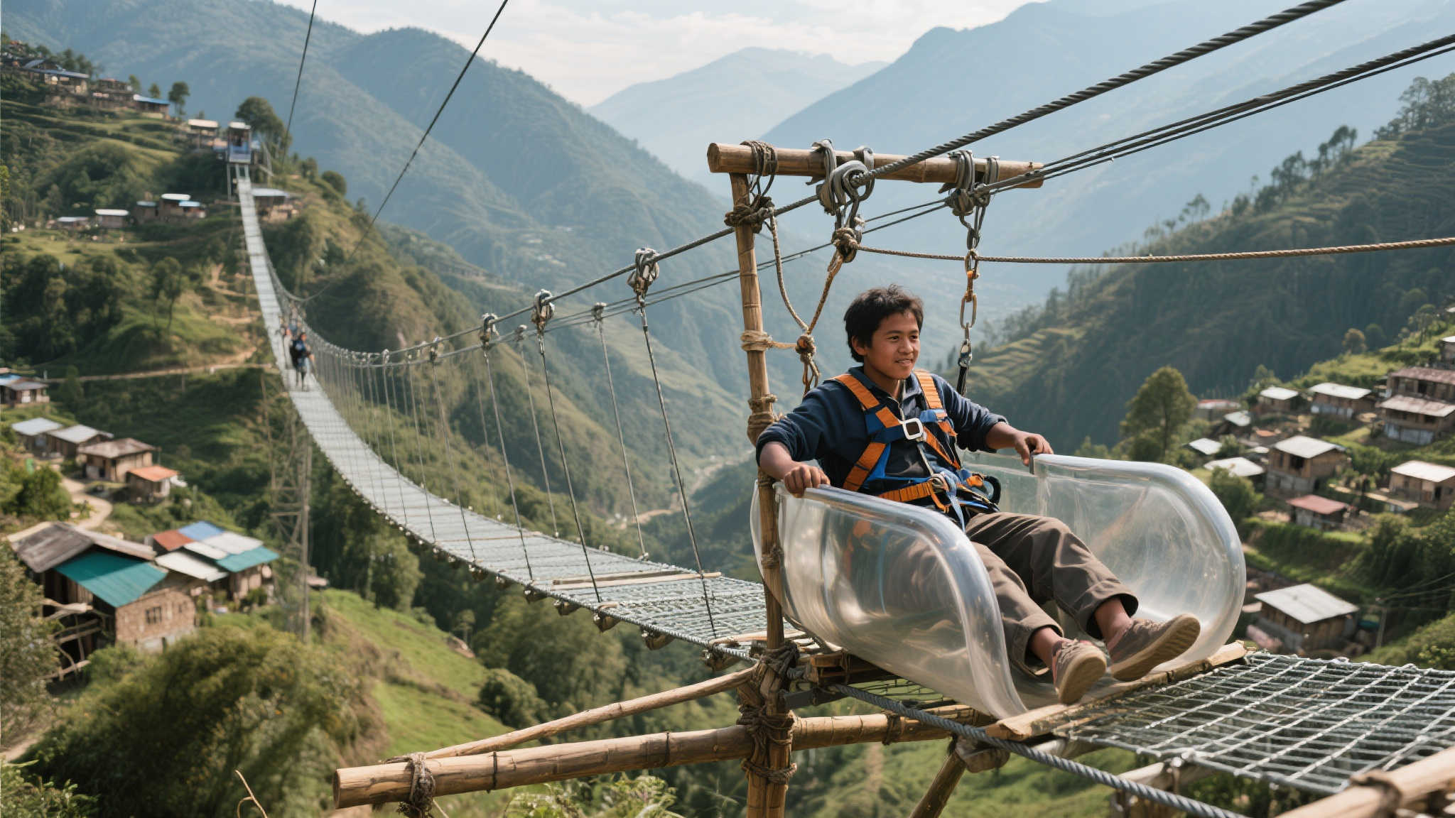 哥伦比亚居民借助高空滑索,30秒跨越3小时步行路程 哥伦比亚居民借助高空滑索,30秒跨越3小时步行路程
